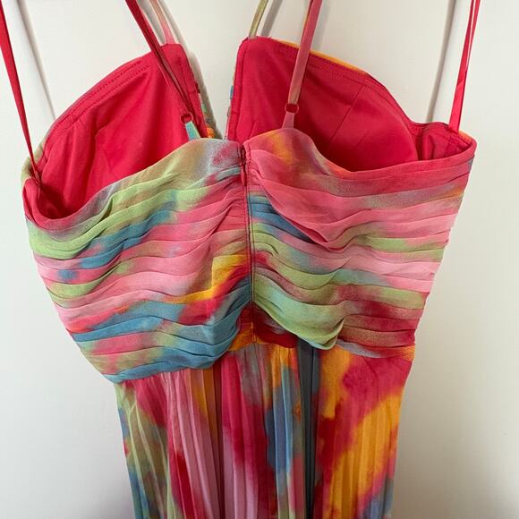 NWT Aqua Formal Multi Color Pleated Gown Size 6 - Picture 9 of 13